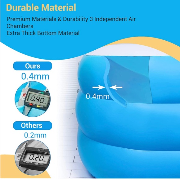 Inflatable Swimming Pool Full-Sized 77" x 55" x 23" Rectangular - Picture 3 of 3